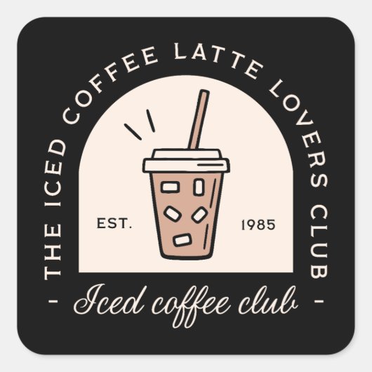 Iced koffie latte liefhebbers club meisjes squad m vierkante sticker (Voorkant)
