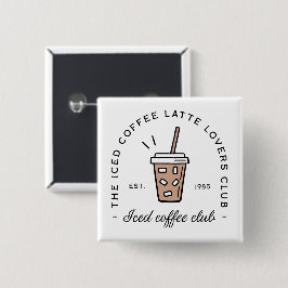 Iced koffie latte liefhebbers meisjes club estheti vierkante button 5,1 cm