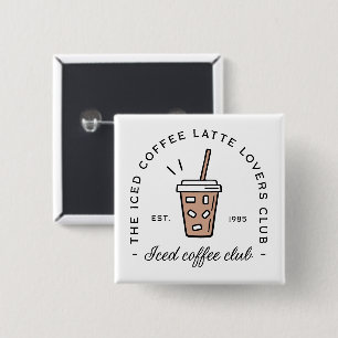 Iced koffie latte liefhebbers meisjes club estheti vierkante button 5,1 cm