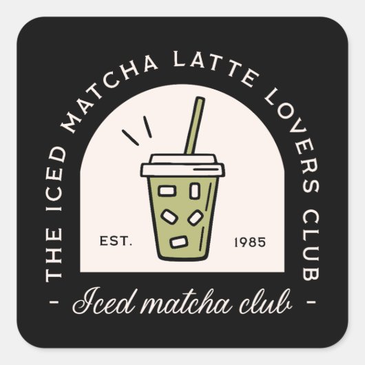 Iced matcha latte lovers club besties matching vierkante sticker (Voorkant)