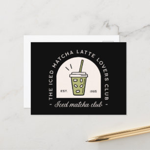 Iced matcha latte lovers club besties retro fancy briefkaart