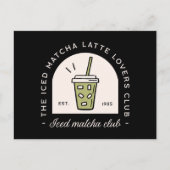 Iced matcha latte lovers club besties retro fancy briefkaart (Voorkant)