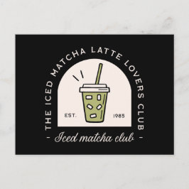 Iced matcha latte lovers club besties retro fancy briefkaart
