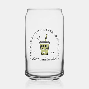 Iced matcha latte lovers club esthetiek blikvorm glas