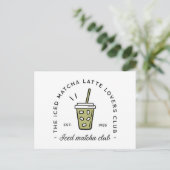 Iced matcha latte lovers club esthetiek briefkaart (Staand voorkant)