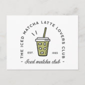 Iced matcha latte lovers club esthetiek briefkaart (Voorkant)
