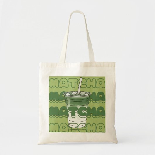 Iced Matcha Lover Tote Bag – Trendy Groene Thee Es (Voorkant)
