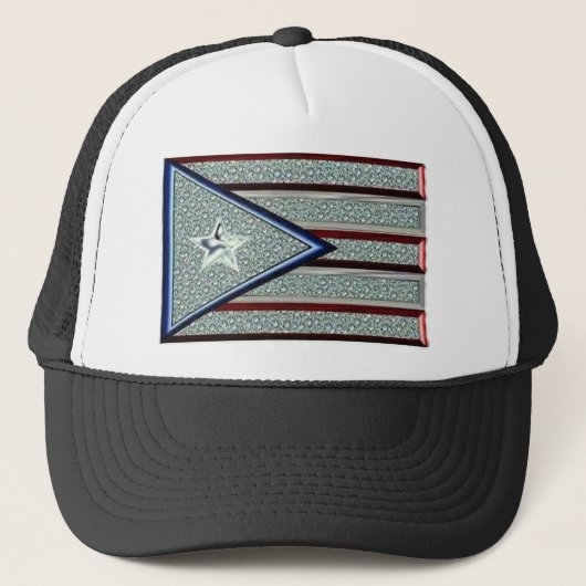 Iced Out Puerto Ricaanse vlag Trucker Pet (Voorkant)