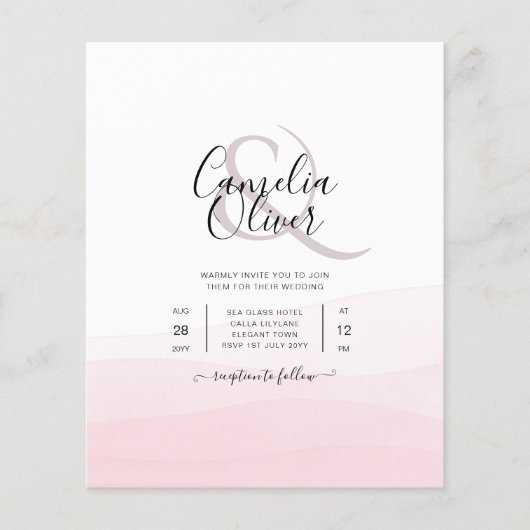 Iced Pink ombre Wedding Invite Flyer (Voorkant)