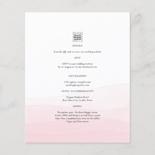 Iced Pink ombre Wedding Invite Flyer (Achterkant)