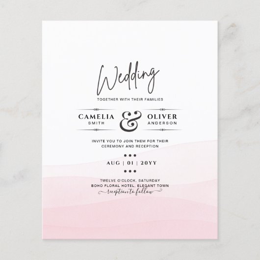 Iced Pink ombre Wedding Invite Flyer (Voorkant)