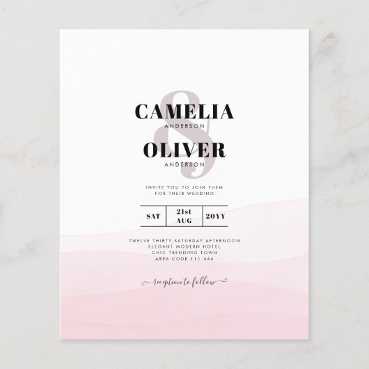 Iced Pink ombre Wedding Invite Flyer (Voorkant)
