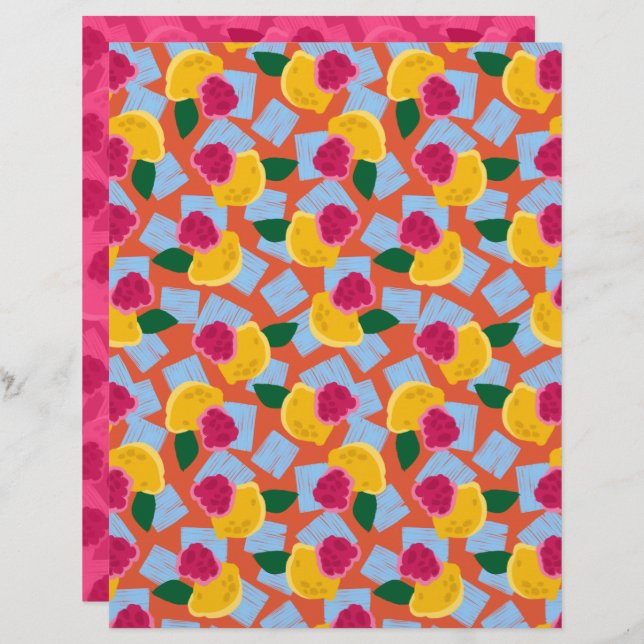 Iced Raspberry Lemonade Scrapbook Paper (Voorkant / Achterkant)