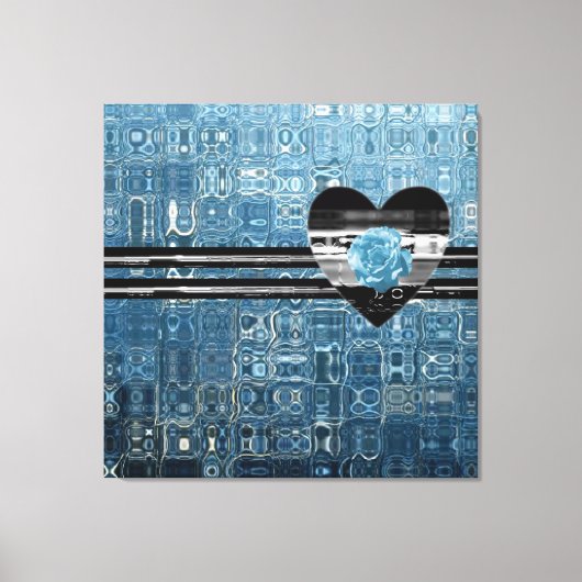 Iced Roos Blue Heart Canvas Afdruk (Voorkant)