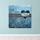 Iced Roos Blue Heart Canvas Afdruk (Insitu (Houten vloer))