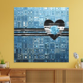 Iced Roos Blue Heart Canvas Afdruk (Insitu (Woonkamer))
