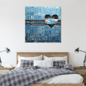 Iced Roos Blue Heart Canvas Afdruk (Insitu (Slaapkamer))