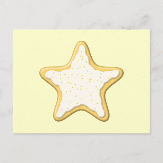 Iced Star Cookie. Geel en Cream. Briefkaart (Voorkant)