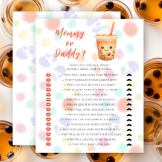 Iced Tea baby shower - mammie of pappie spel