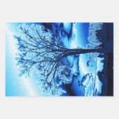 Iced Winter Tree Cobalt Blue Sky Inpakpapier Vel (Voorkant 2)
