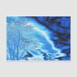 Iced Winter Tree Cobalt Blue Sky Tissuepapier