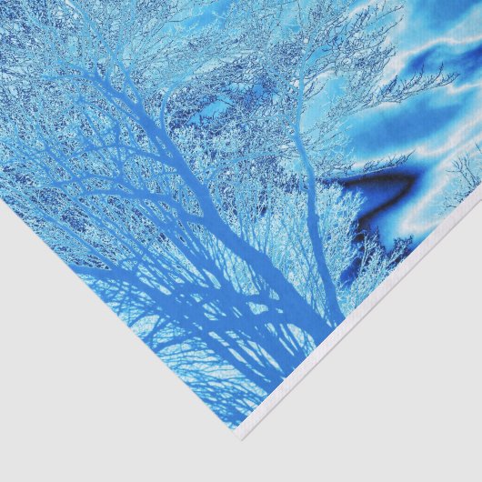 Iced Winter Tree Cobalt Blue Sky Tissuepapier (Detail)