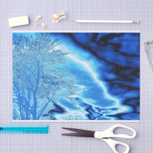 Iced Winter Tree Cobalt Blue Sky Tissuepapier (Craft)