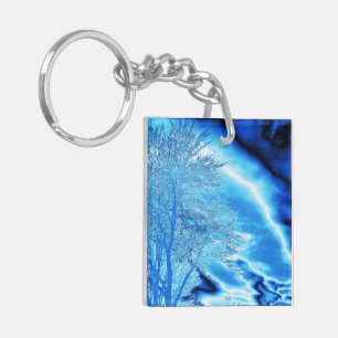 Iced Winter Tree in Cobalt Blue Sky Sleutelhanger