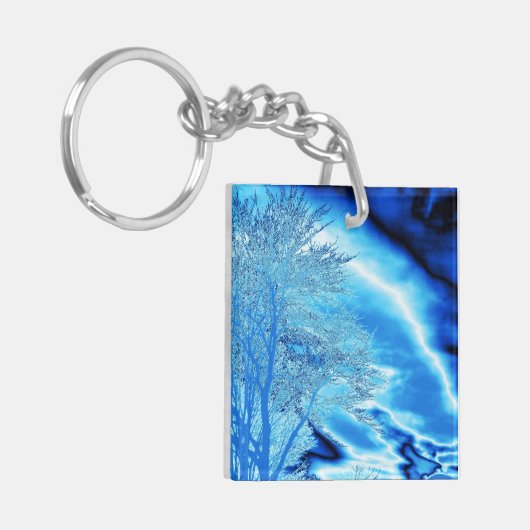 Iced Winter Tree in Cobalt Blue Sky Sleutelhanger (Voorkant Links)
