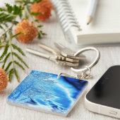Iced Winter Tree in Cobalt Blue Sky Sleutelhanger (Voorkant Rechts)
