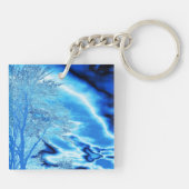 Iced Winter Tree in Cobalt Blue Sky Sleutelhanger (Achterkant)