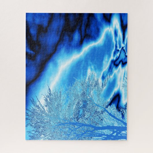 Iced Winter Tree in Cobalt sky Legpuzzel (Verticaal)