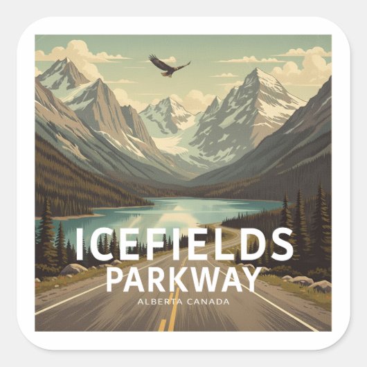Icefields Parkway Alberta Canada Eagle Vierkante Sticker (Voorkant)