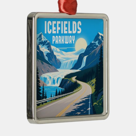 Icefields Parkway Alberta Canada Landschap Metalen Ornament (Rechts)