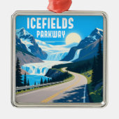 Icefields Parkway Alberta Canada Landschap Metalen Ornament (Voorkant)