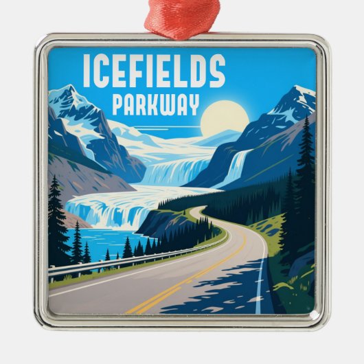 Icefields Parkway Alberta Canada Landschap Metalen Ornament (Voorkant)