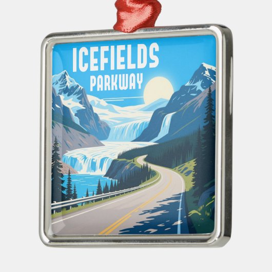 Icefields Parkway Alberta Canada Landschap Metalen Ornament (Links)