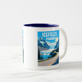 Icefields Parkway Alberta Canada Landschap Tweekleurige Koffiemok (Voorkant rechts)