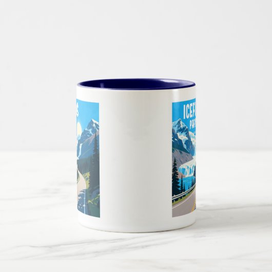 Icefields Parkway Alberta Canada Landschap Tweekleurige Koffiemok (Center)