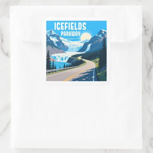Icefields Parkway Alberta Canada Landschap Vierkante Sticker (Tas)