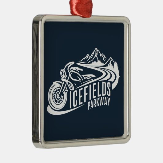 Icefields Parkway Alberta Canada Motorcycle Metalen Ornament (Rechts)