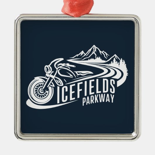 Icefields Parkway Alberta Canada Motorcycle Metalen Ornament (Voorkant)