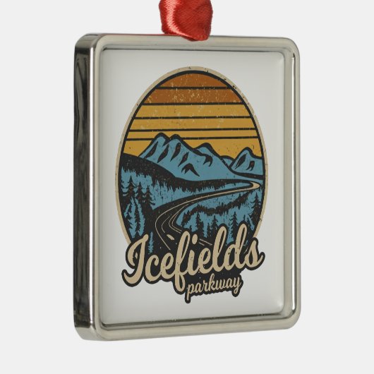 Icefields Parkway Alberta Canada Retro Metalen Ornament (Rechts)