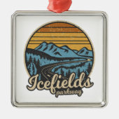 Icefields Parkway Alberta Canada Retro Metalen Ornament (Voorkant)
