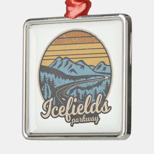 Icefields Parkway Alberta Canada Retro Metalen Ornament (Links)