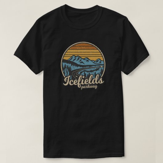 Icefields Parkway Alberta Canada Retro T-shirt (Design voorkant)