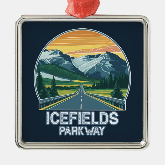 Icefields Parkway Alberta Canada Vista Metalen Ornament (Voorkant)