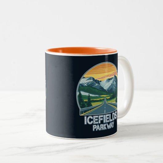 Icefields Parkway Alberta Canada Vista Tweekleurige Koffiemok (Voorkant rechts)