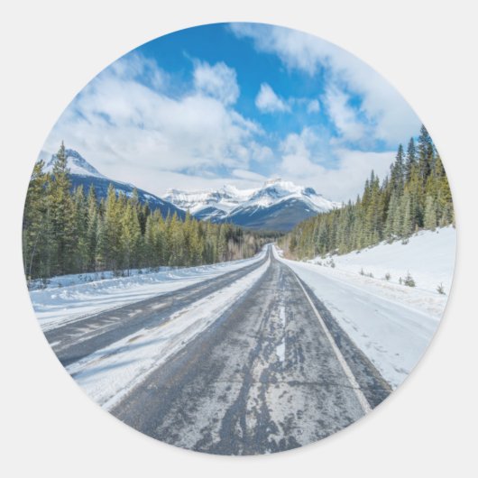 Icefields Parkway Ronde Sticker (Voorkant)