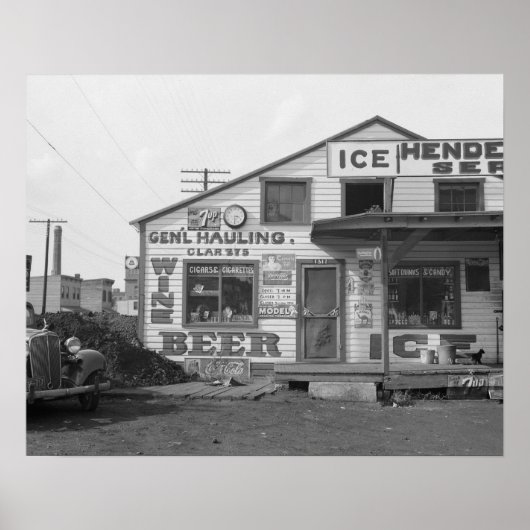 Icehouse and Roadside Store, 1937. foto Poster (Voorkant)